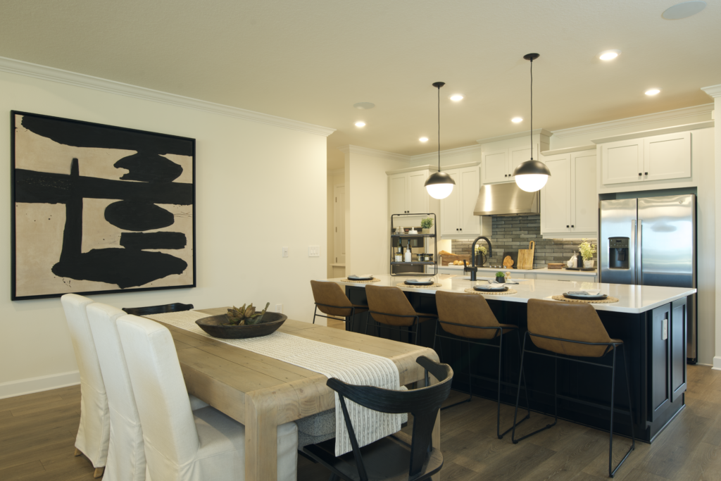 Kitchen and dining area before image enhancement