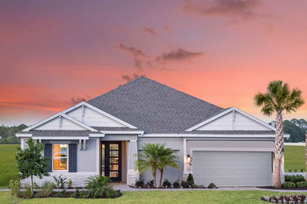 Twilight-enhanced exterior real estate photo